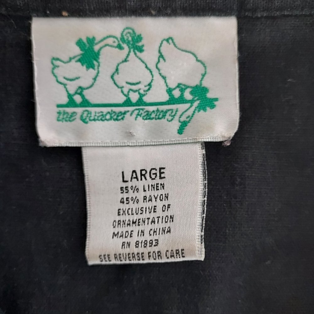 Vinta Quacker Factory Linen Blend Short Sleeve Black Ice Cream Embroidered Shirt - Picture 7 of 7